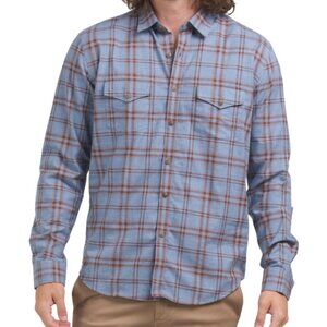 NEW STITCH NOTE Long Sleeve Western Printed Plaid Shirt Sky Blue for men 362mn